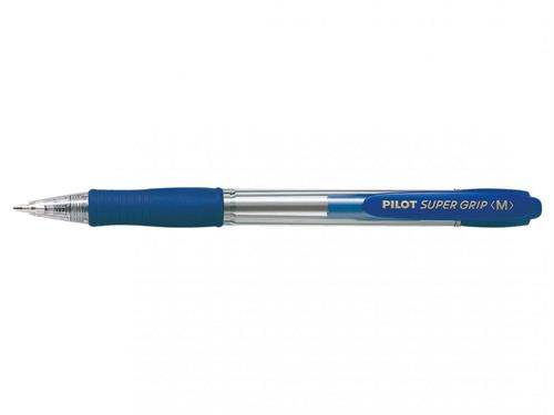 Pilot super grip penna sfera a scatto ricaricabile punta media 1mm, blu
