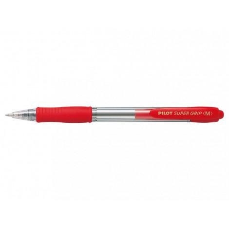 Pilot super grip penna sfera scatto ricaricabile punta media 1mm, rosso