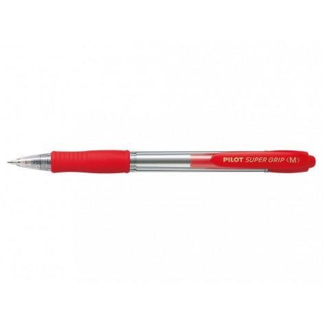 Pilot super grip penna sfera scatto ricaricabile punta media 1mm, rosso
