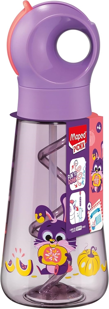 MAPED Ecozen Borraccia Miniz 500ml, tappo anti-perdite, Viola