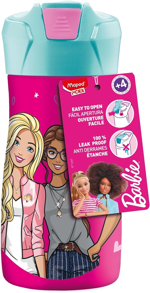 MAPED Picnik BARBIE Borraccia 430ml, Acciaio Inox, tappo anti-perdite