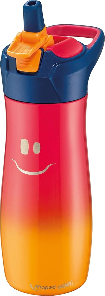 MAPED Picnik Borraccia 580ml, Acciaio Inox, tappo anti-perdite, Rosso