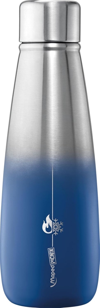 MAPED Picnik Borraccia 500ml, Acciaio Inox, tappo anti-perdite, Grigio