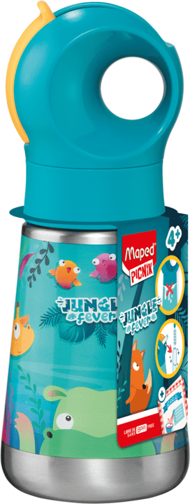MAPED Jungle Fever Borraccia 350ml, Acciaio Inox, tappo anti-perdite