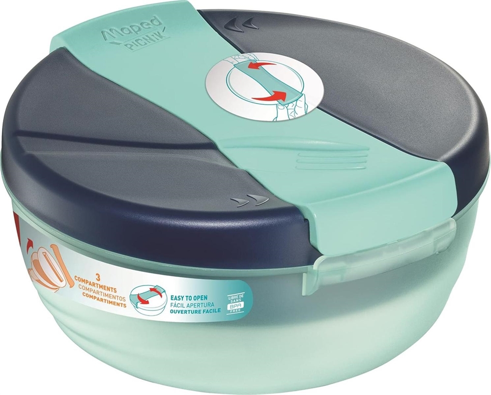 Maped Picnik porta vivande a 2 scomparti rotondo blu e verde 1.4 lt