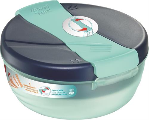 Maped Picnik porta vivande a 2 scomparti rotondo blu e verde 1.4 lt