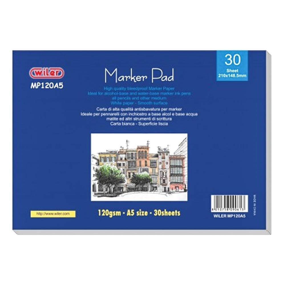 Wiler Marker pad 30fg 120g A5 BIANCA