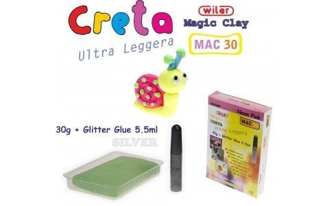 Wiler Creta magica da 30 gr + 1 tubetto glitter argento, 24 pezzi