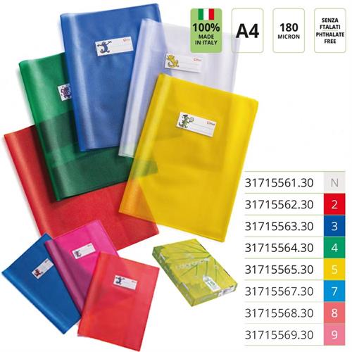 Colorosa Emysilk Coprimaxi A4 con tasca portanome, assortiti