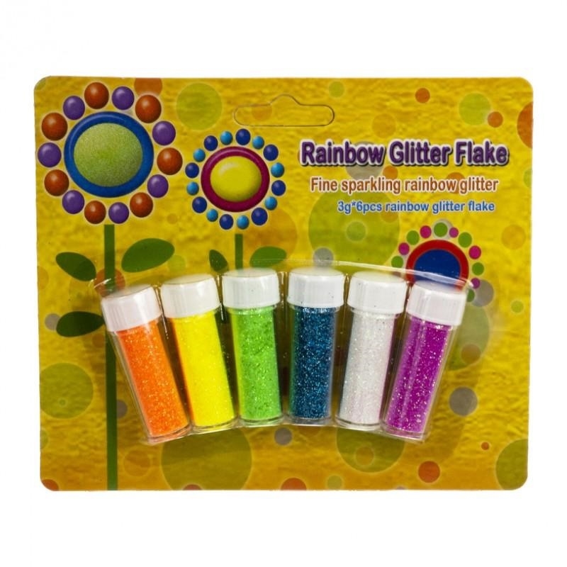 Wiler Glitter polvere porporina tubetti 3 g Rainbow, 6 colori
