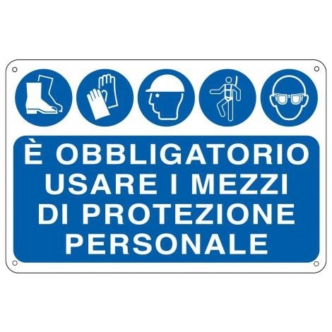 Cartello Segnalatore alluminio, E' obbligatorio usare i mezzi, 30x20 cm