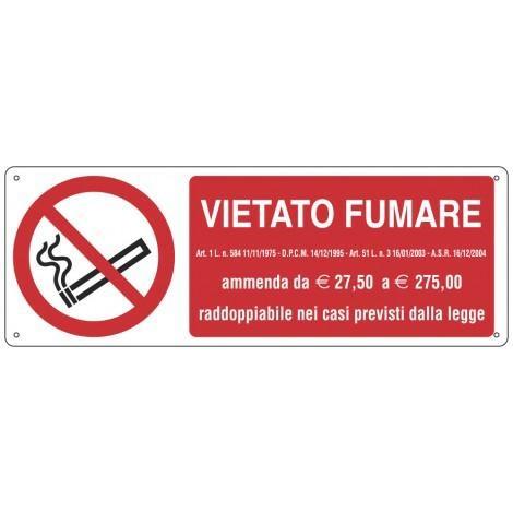Cartello Segnalatore in alluminio Vietato fumare, 35x12,5cm