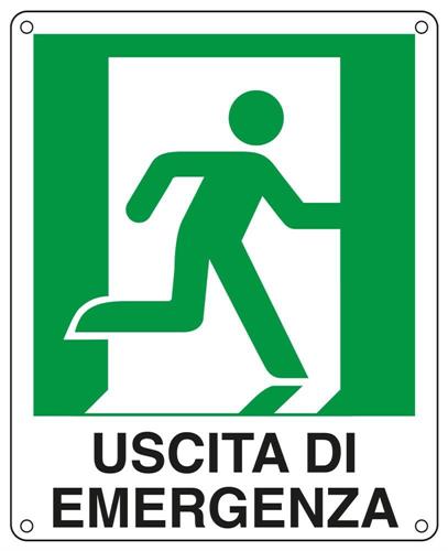 Cartello Segnalatore alluminio Uscita di emergenza a destra, 25x31 cm