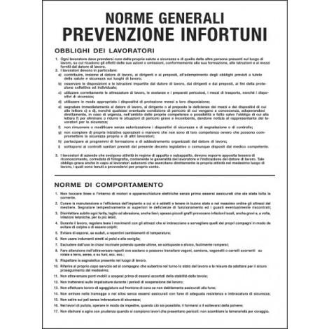 Cartello in polionda Norme generali prevenzione infortuni, 50x67 cm