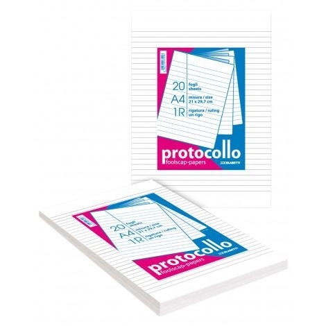 BLASETTI Fogli protocollo a righe A4, 60 gr, 20 fogli