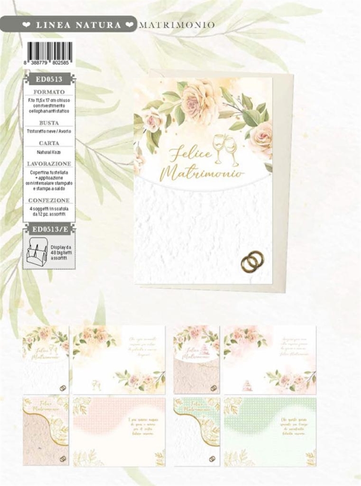 Blue World Paper Expo Biglietti Auguri Nozze 4 soggetti, 48 pezzi