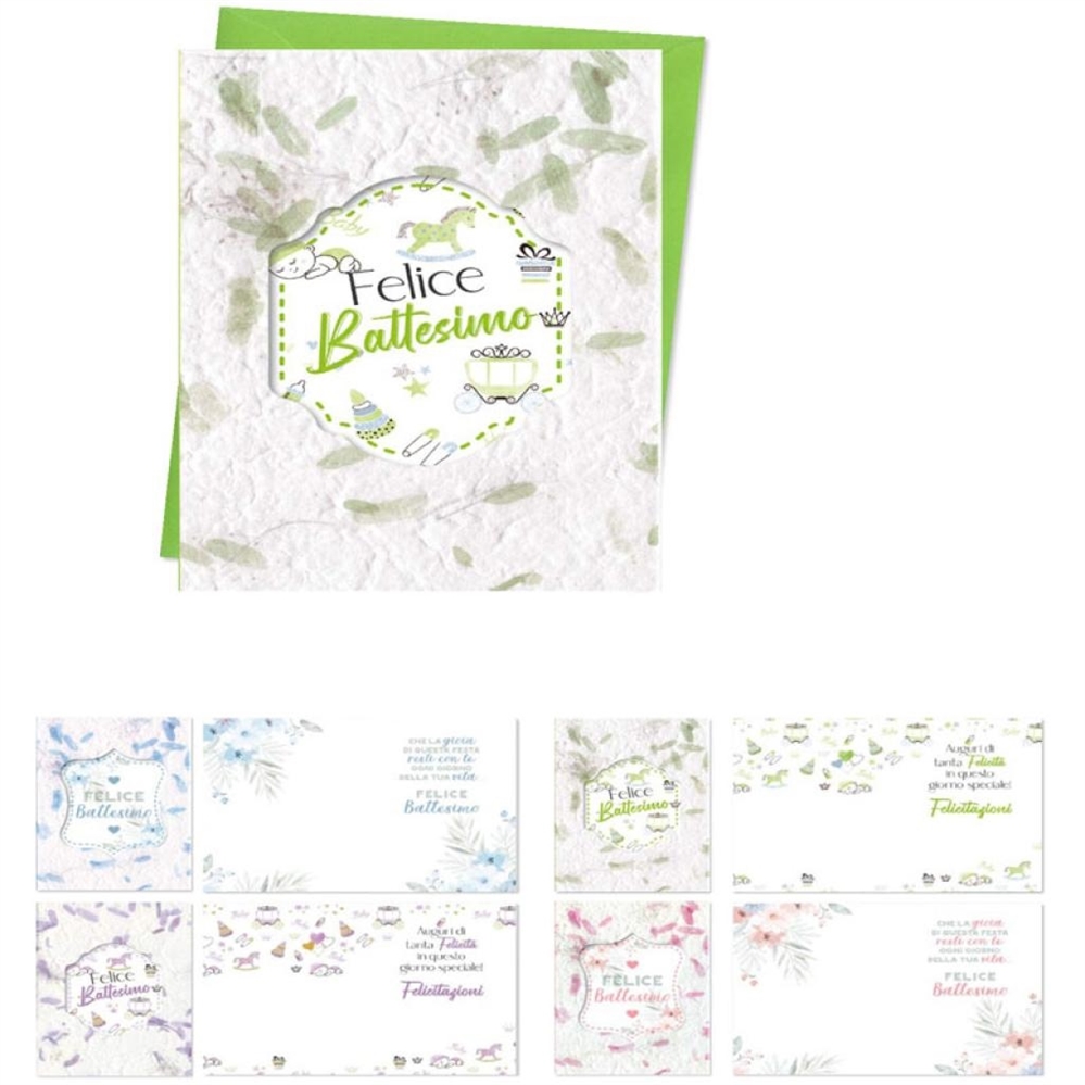 Blue World Paper Expo Biglietti Auguri Battesimo, 4 soggetti, 48 pezzi