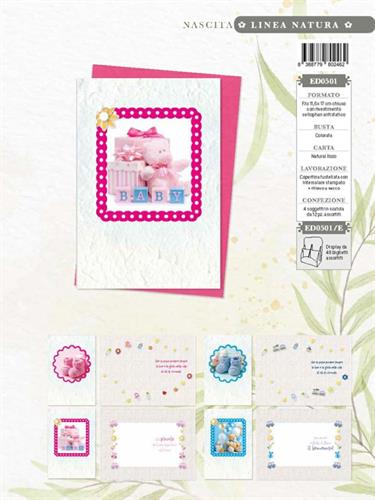 Blue World Paper Expo Biglietti Auguri Nascita, 4 soggetti, 48 pezzi