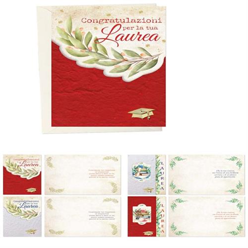 Blue World Paper Expo Biglietti Auguri Laurea, 4 soggetti, 48 pezzi