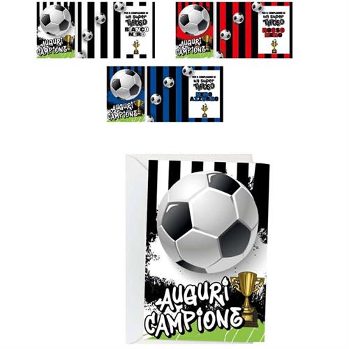 Blue World Paper Biglietti Compleanno Calcio, 3 soggetti, 12 pezzi