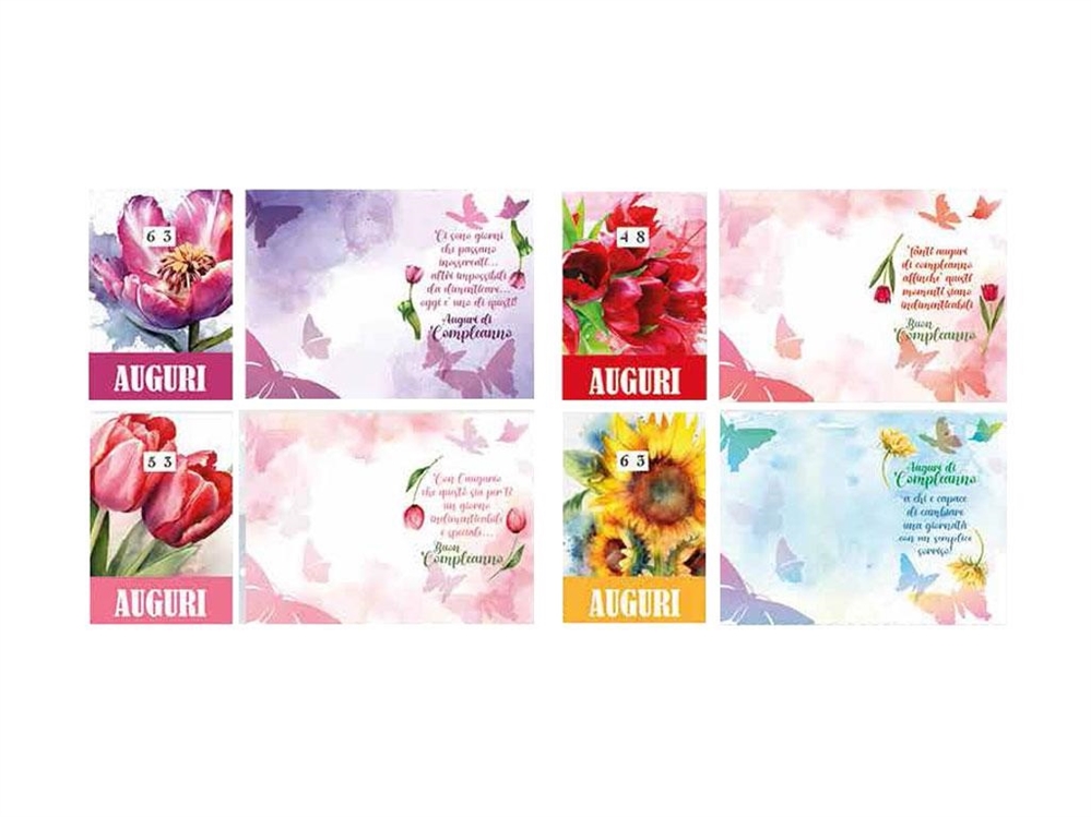 Blue World Paper Biglietti Auguri Compleanno, 4 soggetti, 12 pezzi