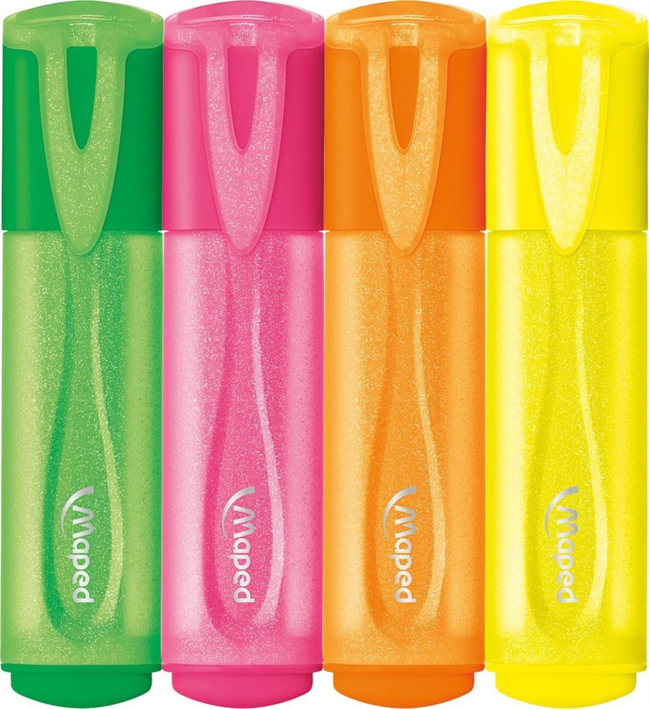 MAPED Evidenziatore FLUO GLITTER in display, 4 colori