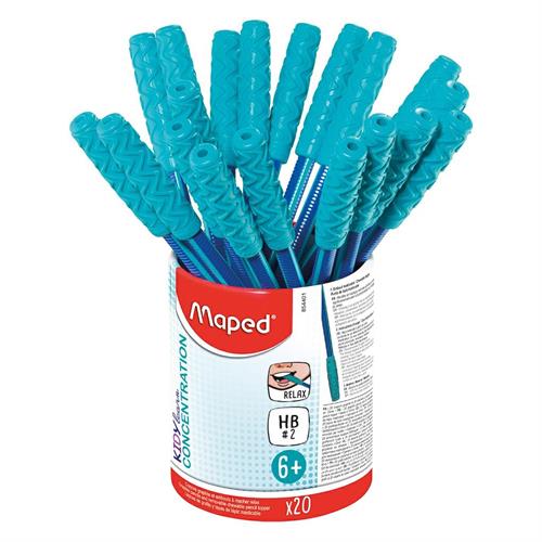 MAPED MATITE GRAFITE CON GRIP + CON FINE CHEW POT, 20 pezzi