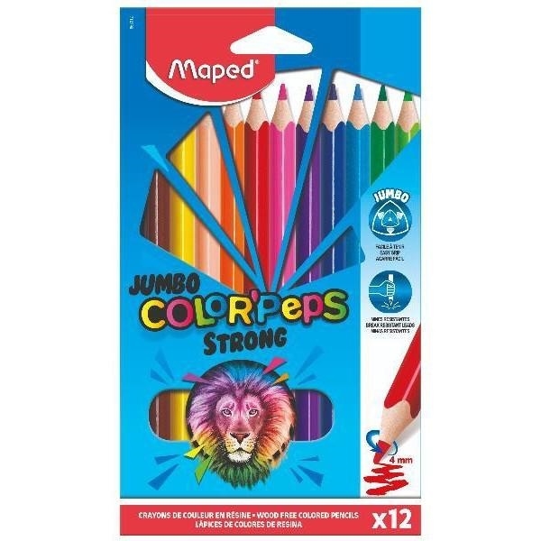 MAPED Pastelli a matita Strong Jumbo Color'peps, 12 colori