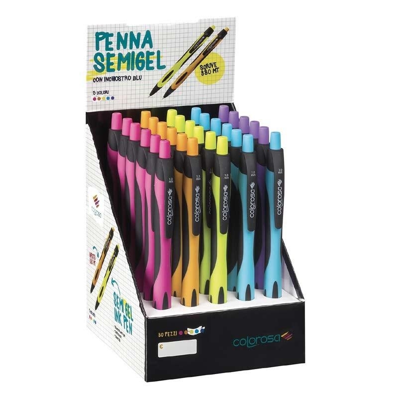 Colorosa Penna semigel fusto 5 colori inchiostro blu