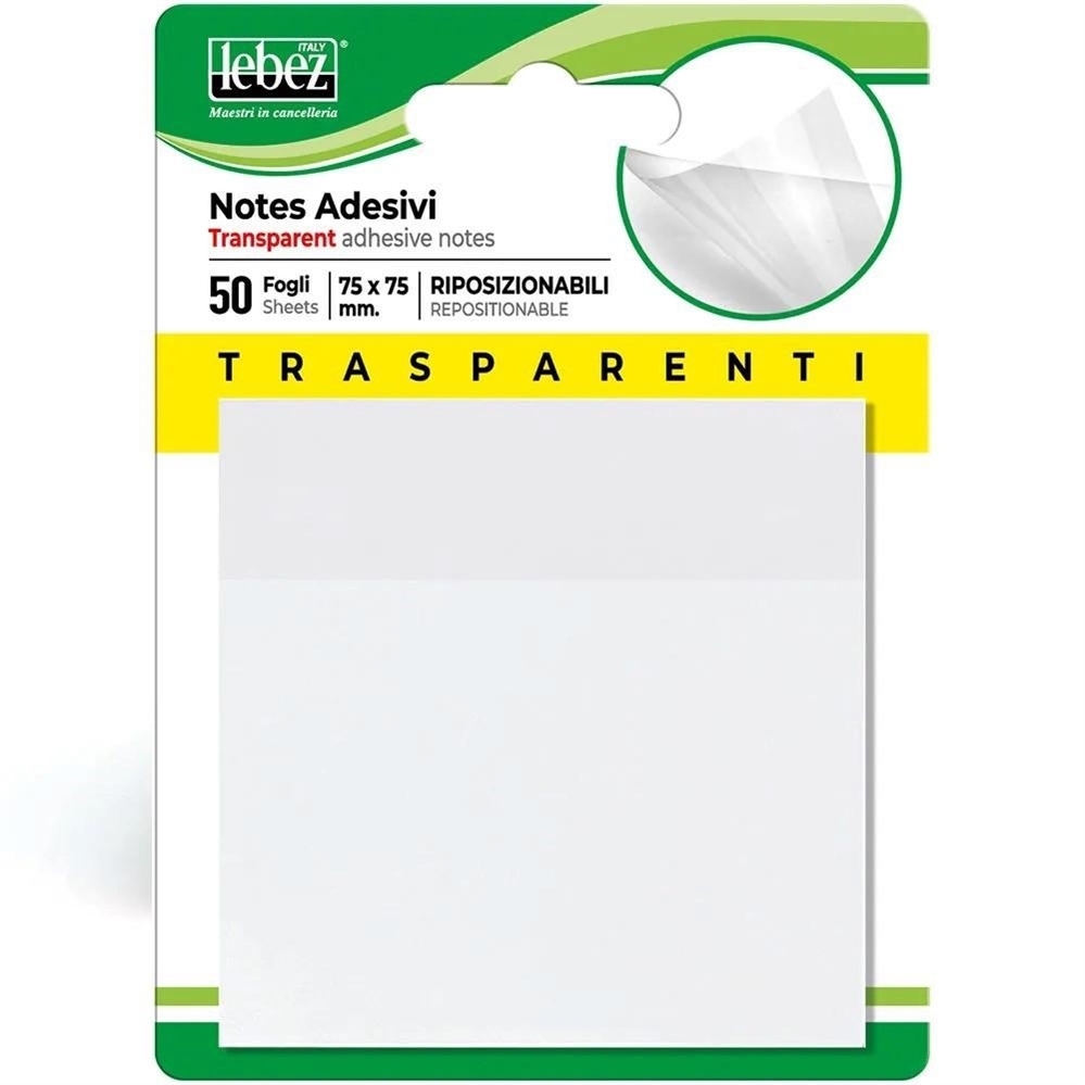 Lebez Foglietti adesivi in PET trasparenti, 50 fogli, 75x75mm