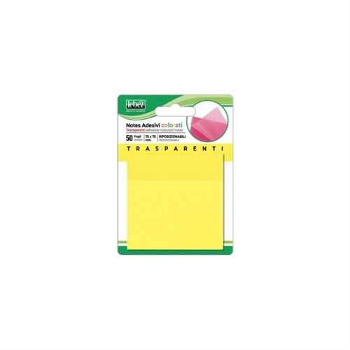 Lebez Foglietti adesivi in PET trasparenti giallo, 50 fogli, 75x75mm