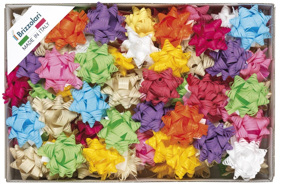 Brizzolari Coccarde in rafia 15mm x Ø65mm, colori assortiti 100pz