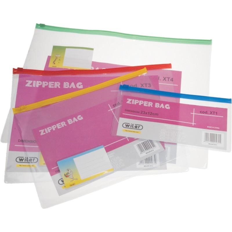 Wiler Busta PVC trasparente con zip a pressione 39x28.5 cm