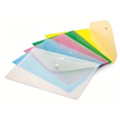 WILER Buste con bottone A4, in ppl, colori asoortiti, 6 pezzi