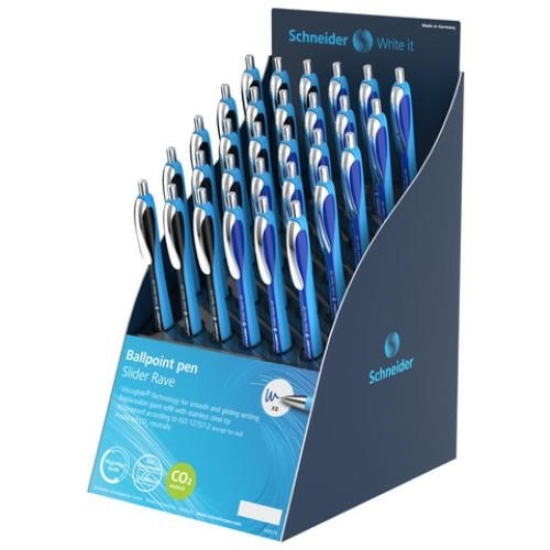 Schneider Espositore Penne Slider Rave, blu/nero assortiti, 30 pezzi