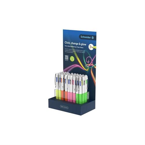 Schneider Espositore Penne Take 4 Neon, tratto M, 4 colori, 36 pezzi