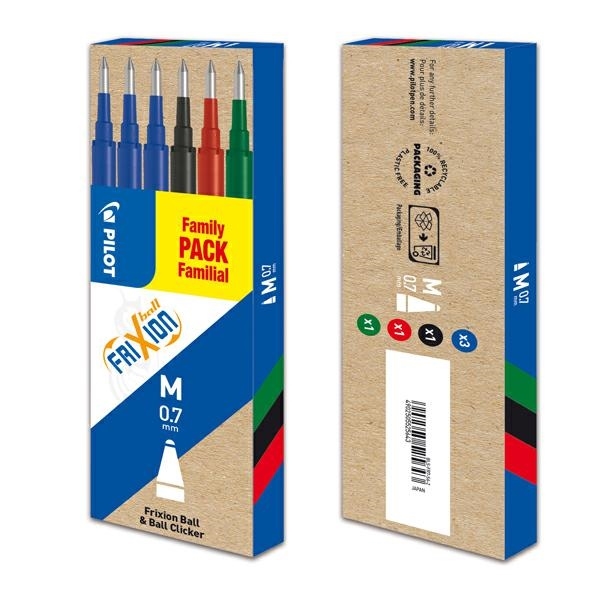 Pilot Frixion Refill per penna a sfera, 0.7 mm, Assortiti, 6 pz