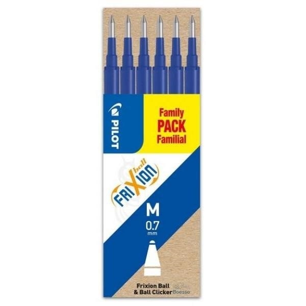 Pilot Frixion Refill per penna a sfera, 0.7 mm, Blu, 6 pz