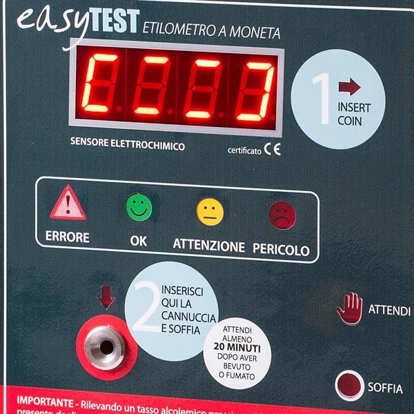 Etilometro a moneta Easytest, montaggio a muro