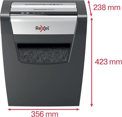 Distruggidocumenti Rexel Momentum X312, taglio a frammenti, 12 fogli