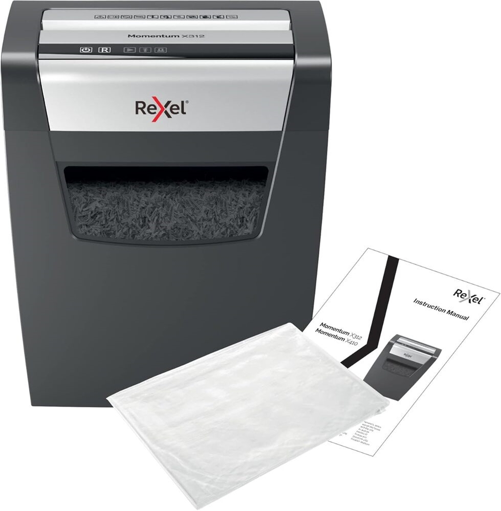 Distruggidocumenti Rexel Momentum X312, taglio a frammenti, 12 fogli