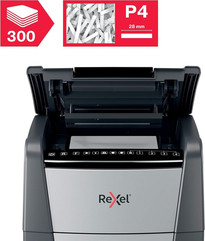 REXEL Distruggidocumenti Optimum AutoFeed+300x, frammenti, 300 fogli