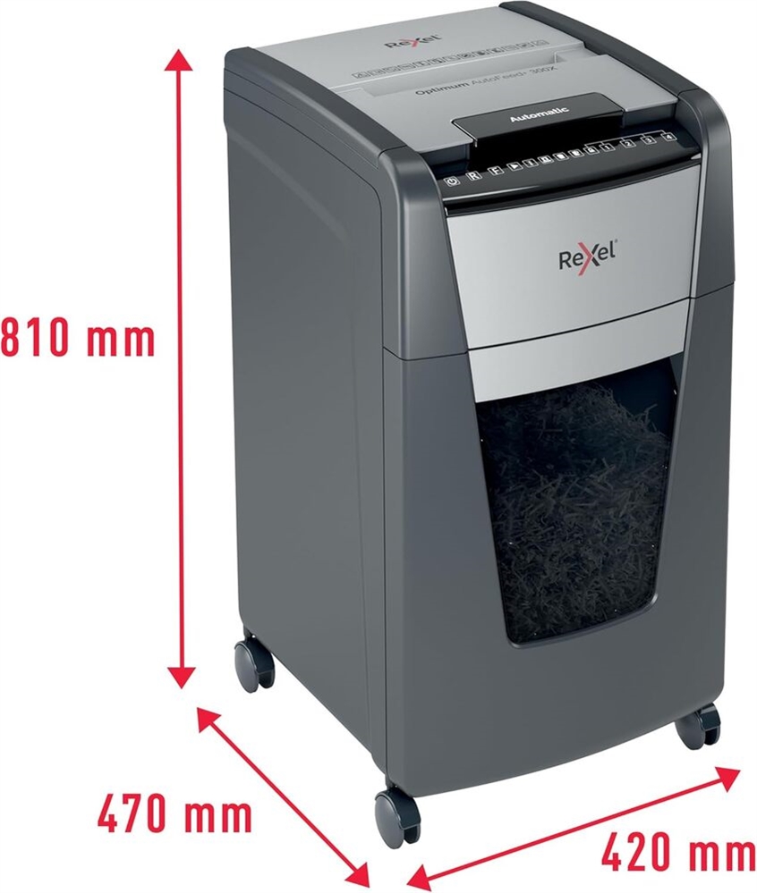 REXEL Distruggidocumenti Optimum AutoFeed+300x, frammenti, 300 fogli