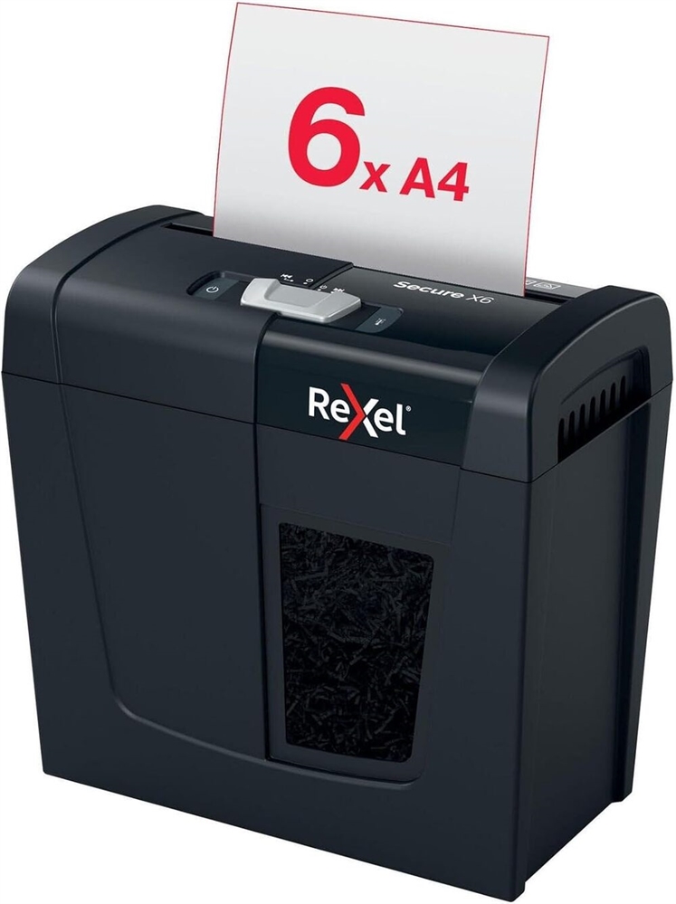 Distruggidocumenti Rexel Secure X6 P4, taglio a frammenti, 6 fogli