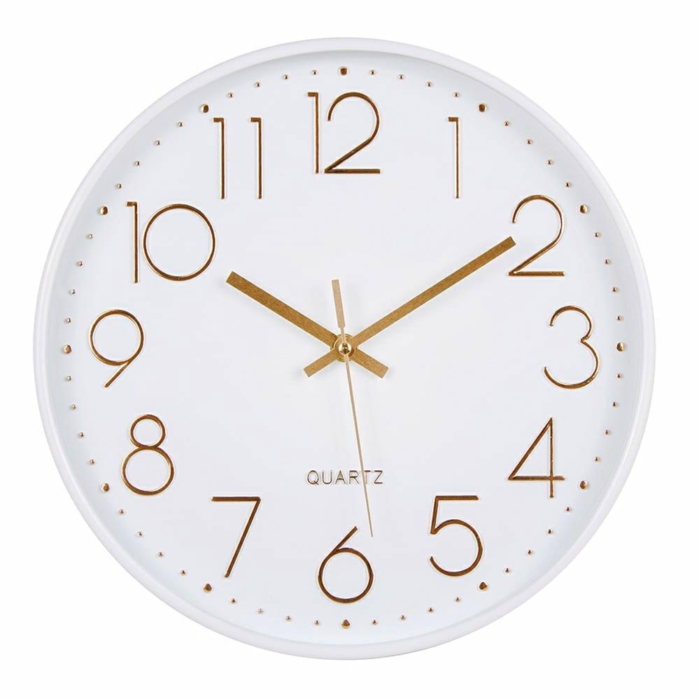 Orologio da parete Trendy, diametro 30,5 cm, bianco e oro rosa