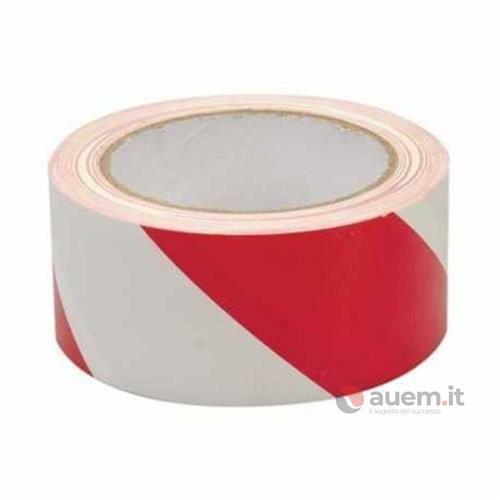 Nastro adesivo segnaletico bianco - rosso da pavimento 50 x