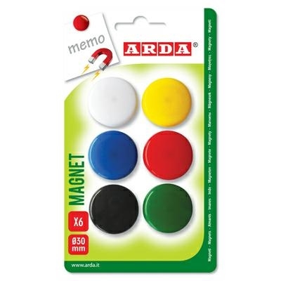 Arda magneti per lavagna, diametro 30 mm, colori assortiti (