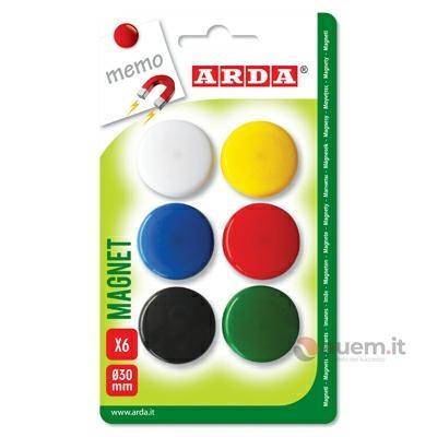 Arda magneti per lavagna, diametro 30 mm, colori assortiti (