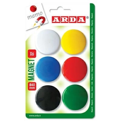 Arda magneti per lavagna, diametro 40 mm, colori assortiti (