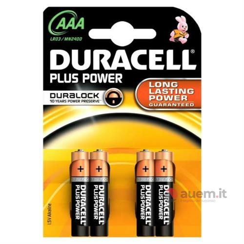 Duracell Batteria alcalina ministilo Plus AAA 1,5V, 4 pezzi